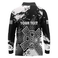 Personalized Brittany Celtic Cross Long Sleeve Polo Shirt With Celtic Knotwork - Wonder Print Shop