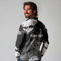 Personalized Brittany Celtic Cross Long Sleeve Polo Shirt With Celtic Knotwork - Wonder Print Shop