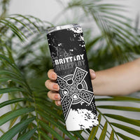 Personalized Brittany Celtic Cross Skinny Tumbler With Celtic Knotwork - Wonder Print Shop