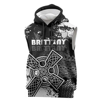 Personalized Brittany Celtic Cross Sleeveless Hoodie With Celtic Knotwork - Wonder Print Shop