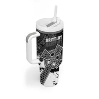 Personalized Brittany Celtic Cross Tumbler With Handle With Celtic Knotwork - Wonder Print Shop