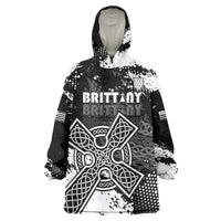 Personalized Brittany Celtic Cross Wearable Blanket Hoodie With Celtic Knotwork - Wonder Print Shop