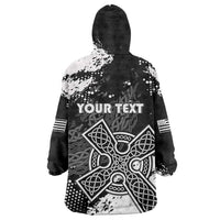 Personalized Brittany Celtic Cross Wearable Blanket Hoodie With Celtic Knotwork - Wonder Print Shop