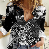 Personalized Brittany Celtic Cross Women Casual Shirt With Celtic Knotwork - Wonder Print Shop