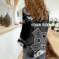 Personalized Brittany Celtic Cross Women Casual Shirt With Celtic Knotwork - Wonder Print Shop