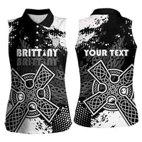 Personalized Brittany Celtic Cross Women Sleeveless Polo Shirt With Celtic Knotwork - Wonder Print Shop