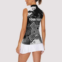Personalized Brittany Celtic Cross Women Sleeveless Polo Shirt With Celtic Knotwork - Wonder Print Shop