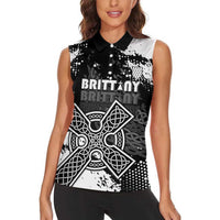 Personalized Brittany Celtic Cross Women Sleeveless Polo Shirt With Celtic Knotwork - Wonder Print Shop