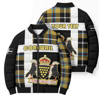 Personalized Cornwall Bomber Puffer Jacket Coat Of Arms - Cornish Tartan - Wonder Print Shop