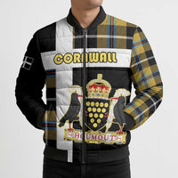 Personalized Cornwall Bomber Puffer Jacket Coat Of Arms - Cornish Tartan - Wonder Print Shop
