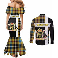 Personalized Cornwall Couples Matching Mermaid Dress and Long Sleeve Button Shirt Coat Of Arms - Cornish Tartan - Wonder Print Shop