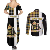 Personalized Cornwall Couples Matching Summer Maxi Dress and Long Sleeve Button Shirt Coat Of Arms - Cornish Tartan - Wonder Print Shop