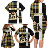 Personalized Cornwall Family Matching Long Sleeve Bodycon Dress and Hawaiian Shirt Coat Of Arms - Cornish Tartan - Wonder Print Shop