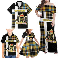 Personalized Cornwall Family Matching Off Shoulder Maxi Dress and Hawaiian Shirt Coat Of Arms - Cornish Tartan - Wonder Print Shop