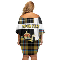 Personalized Cornwall Family Matching Off Shoulder Short Dress and Hawaiian Shirt Coat Of Arms - Cornish Tartan - Wonder Print Shop