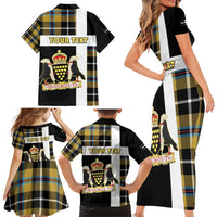 Personalized Cornwall Family Matching Short Sleeve Bodycon Dress and Hawaiian Shirt Coat Of Arms - Cornish Tartan - Wonder Print Shop