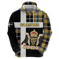 Personalized Cornwall Hoodie Coat Of Arms - Cornish Tartan - Wonder Print Shop