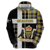 Personalized Cornwall Hoodie Coat Of Arms - Cornish Tartan - Wonder Print Shop
