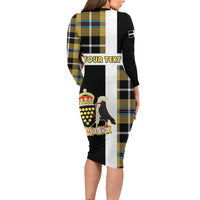 Personalized Cornwall Long Sleeve Bodycon Dress Coat Of Arms - Cornish Tartan - Wonder Print Shop