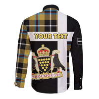 Personalized Cornwall Long Sleeve Button Shirt Coat Of Arms - Cornish Tartan - Wonder Print Shop