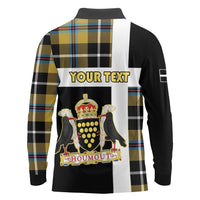Personalized Cornwall Long Sleeve Polo Shirt Coat Of Arms - Cornish Tartan - Wonder Print Shop