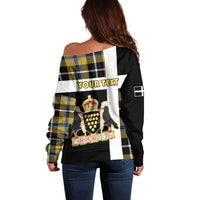 Personalized Cornwall Off Shoulder Sweater Coat Of Arms - Cornish Tartan - Wonder Print Shop