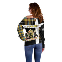 Personalized Cornwall Off Shoulder Sweater Coat Of Arms - Cornish Tartan - Wonder Print Shop