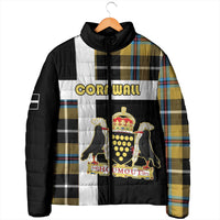 Personalized Cornwall Padded Jacket Coat Of Arms - Cornish Tartan - Wonder Print Shop