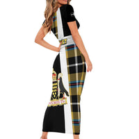 Personalized Cornwall Short Sleeve Bodycon Dress Coat Of Arms - Cornish Tartan - Wonder Print Shop