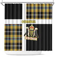 Cornwall Shower Curtain Coat Of Arms - Cornish Tartan - Wonder Print Shop