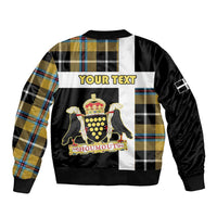 Personalized Cornwall Sleeve Zip Bomber Jacket Coat Of Arms - Cornish Tartan - Wonder Print Shop