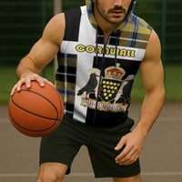 Personalized Cornwall Sleeveless Zip Hoodie Coat Of Arms - Cornish Tartan - Wonder Print Shop