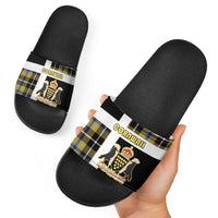 Cornwall Slide Sandals Coat Of Arms - Cornish Tartan - Wonder Print Shop