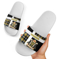 Cornwall Slide Sandals Coat Of Arms - Cornish Tartan - Wonder Print Shop
