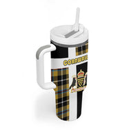 Personalized Cornwall Tumbler With Handle Coat Of Arms - Cornish Tartan - Wonder Print Shop