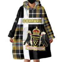 Personalized Cornwall Wearable Blanket Hoodie Coat Of Arms - Cornish Tartan - Wonder Print Shop