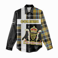 Personalized Cornwall Women Casual Shirt Coat Of Arms - Cornish Tartan - Wonder Print Shop