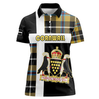 Personalized Cornwall Women Polo Shirt Coat Of Arms - Cornish Tartan - Wonder Print Shop