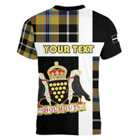 Personalized Cornwall Women V-Neck T-Shirt Coat Of Arms - Cornish Tartan - Wonder Print Shop
