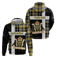 Personalized Cornwall Zip Hoodie Coat Of Arms - Cornish Tartan - Wonder Print Shop