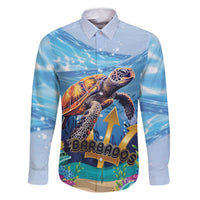 Personalised Barbados Sea Turtle Family Matching Long Sleeve Bodycon Dress and Hawaiian Shirt Ocean Style - Wonder Print Shop