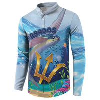 Personalised Barbados Flying Fish Button Sweatshirt Ocean Style - Wonder Print Shop