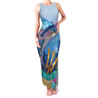 Personalised Barbados Flying Fish Family Matching Tank Maxi Dress and Hawaiian Shirt Ocean Style - Wonder Print Shop