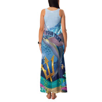 Personalised Barbados Flying Fish Family Matching Tank Maxi Dress and Hawaiian Shirt Ocean Style - Wonder Print Shop