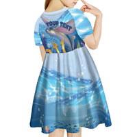 Personalised Barbados Flying Fish Kid Short Sleeve Dress Ocean Style - Wonder Print Shop