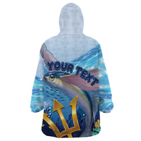 Personalised Barbados Flying Fish Wearable Blanket Hoodie Ocean Style - Wonder Print Shop