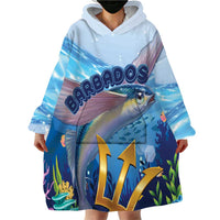 Personalised Barbados Flying Fish Wearable Blanket Hoodie Ocean Style - Wonder Print Shop