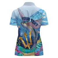 Personalised Barbados Flying Fish Women Polo Shirt Ocean Style - Wonder Print Shop