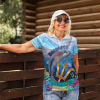 Personalised Barbados Flying Fish Women Polo Shirt Ocean Style - Wonder Print Shop