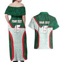 Custom Mexico Football Couples Matching Off Shoulder Maxi Dress and Hawaiian Shirt Aztec Pattern - Wonder Print Shop